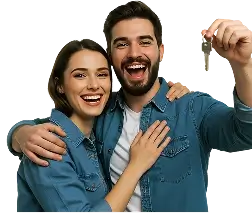 Illustrative photograph of a couple reviewing the terms of their mortgage