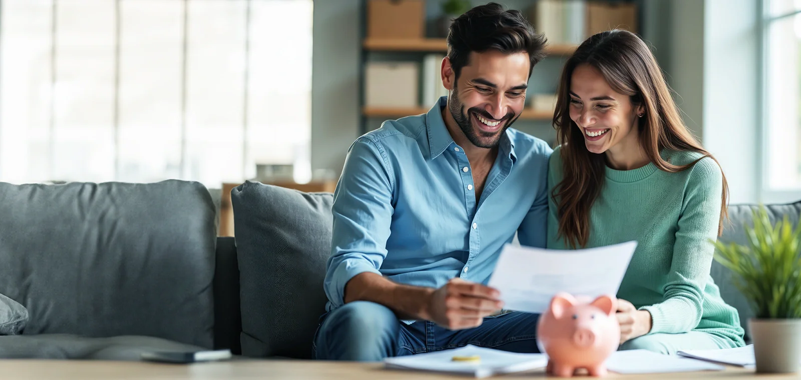 Pareja analizando las condiciones del crédito hipotecario multifunciones