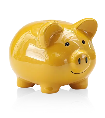 Gelbes Sparschwein, Symbol der Ersparnis bei der Umschuldung der Hypothek
