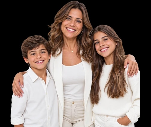 Illustratives Foto einer Frau mit zwei Kindern