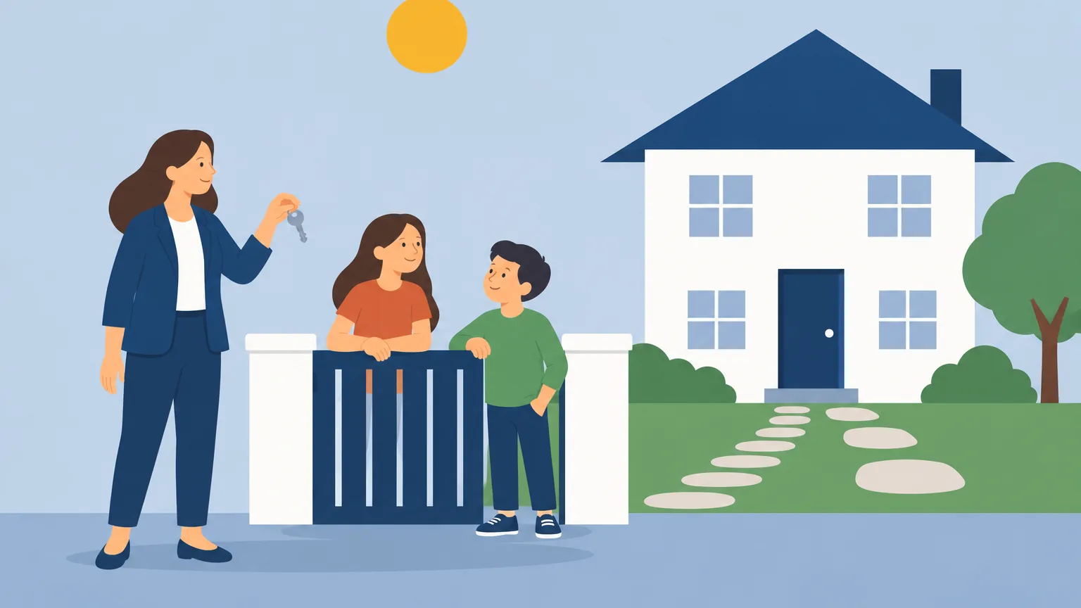 Illustration of Noémia in front of the house where she lives